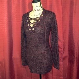 ❌SOLD Maroon Sweater Dress / Extra Long Crochet Sweater